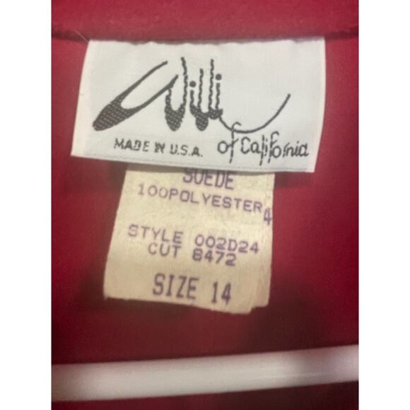 Vintage Willi of California Mid-Length Dress Belted Polyester Suede Sz 14 - Picture 11 of 11